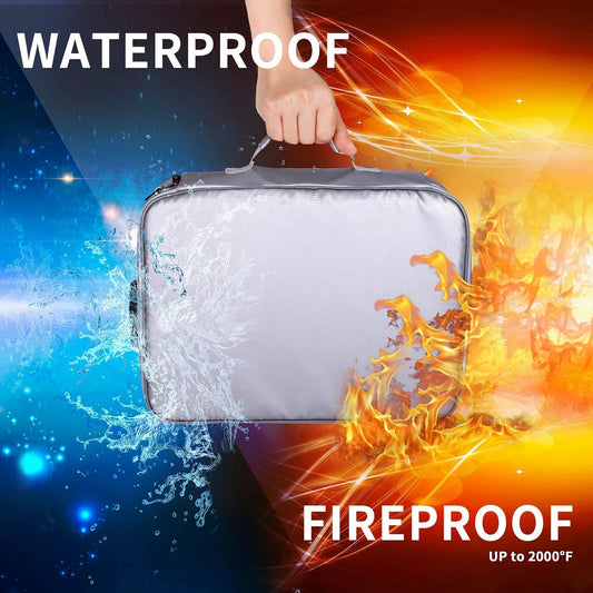 Fireproof Document Bag Safety Organizer Zipper Waterproof Money Pouch Multi-Layer Card Case Travel File Bag Papers Storage Box