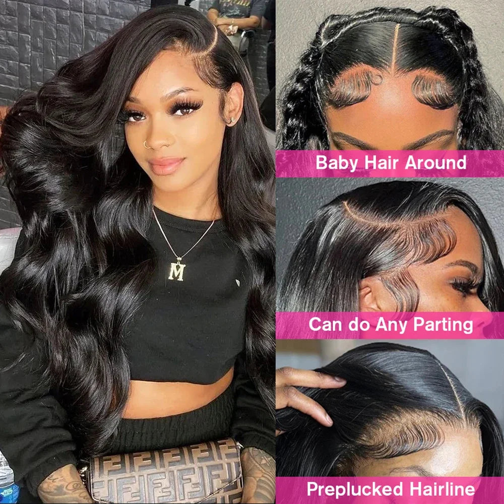 Body Wave Lace Front Human Hair Wigs 250 Density Brazilian Hair 13x4 Lace Frontal Wig For Black Women Pre Plucked With Baby Hair