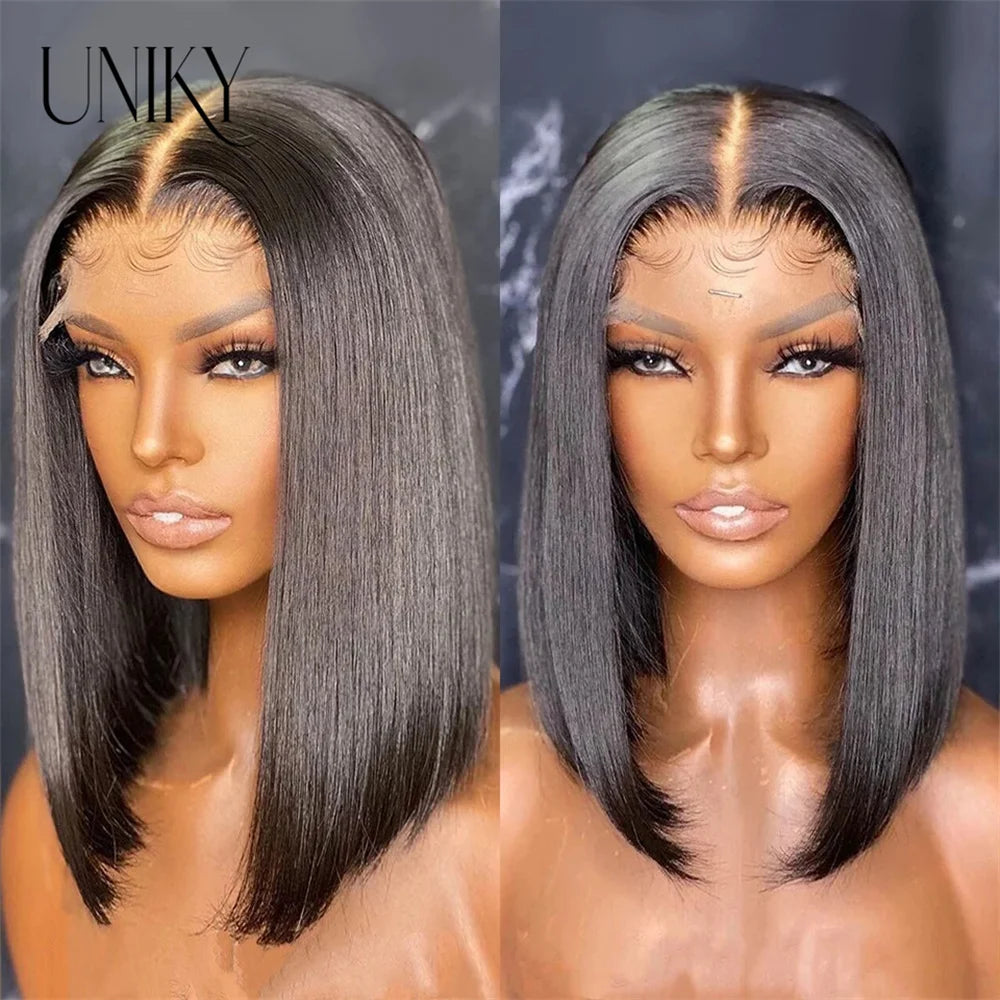 Bone Straight Nartual Bob Wig Hd 13x4 Lace Front Human Hair Wig For Black Women Glueless Transparent Frontal Wig 10 12 14 Inch