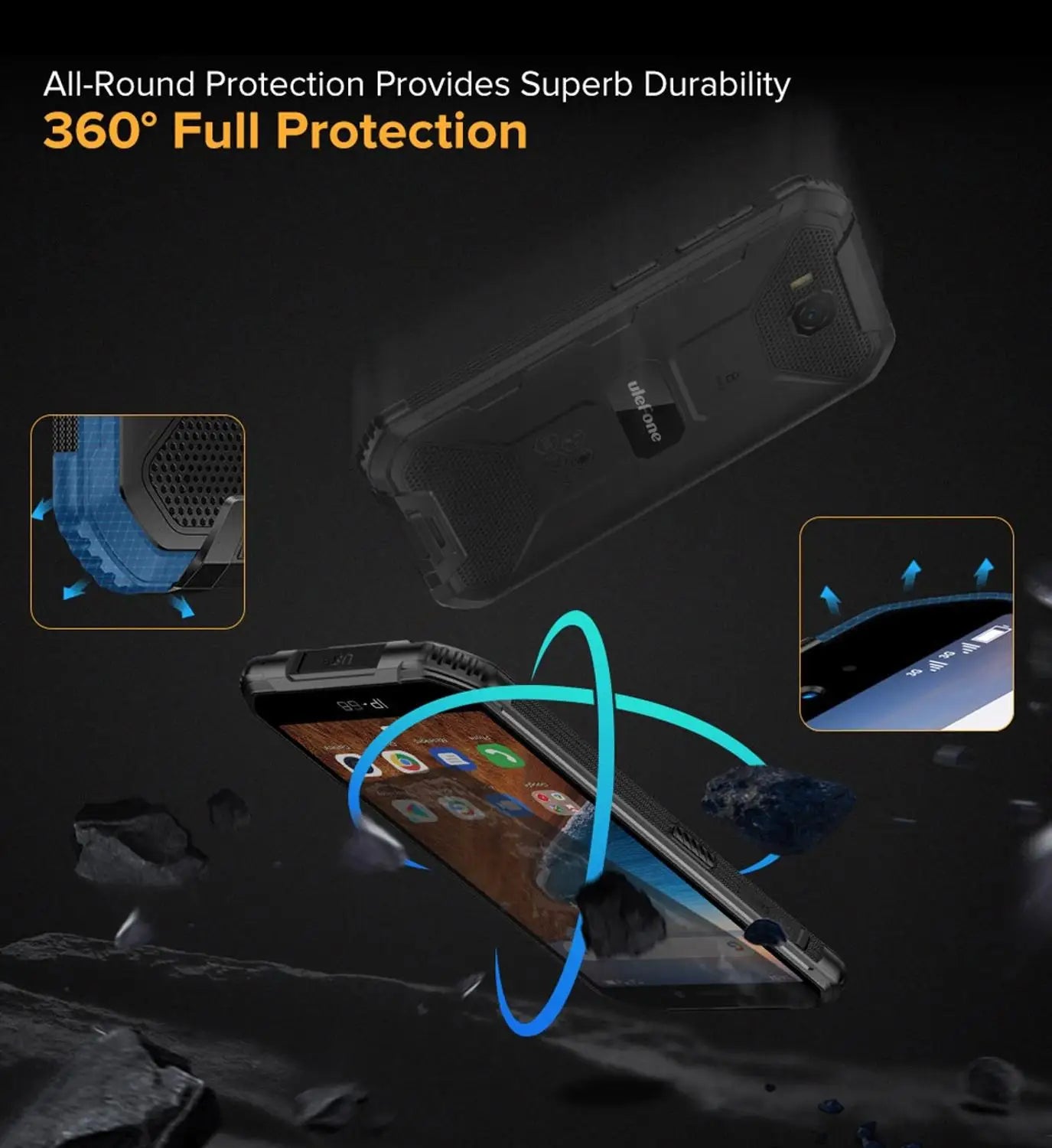 Ulefone Armor X6 IP68 Rugged Waterproof Mobile Phone 5" Android 9.0 MTK6580A/W Quad Core 2GB+16GB Face ID 4000mAh 3G Smartphone