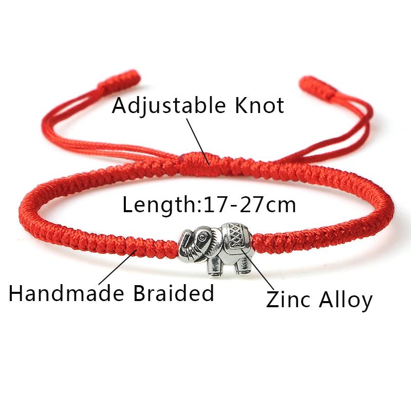 Retro Elephant Bracelets Lucky Braided Chain Bracelet For Women Men Good Luck Friendship Wish Gift Jewelry Handmade Adjustable