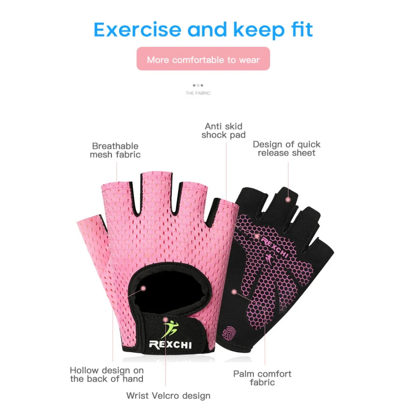 AUBTEC Cycling Gloves Fitness Gloves Gym Weightlifting Yoga Bodybuilding Training Thin Breathable Non-slip Half Finger Gloves