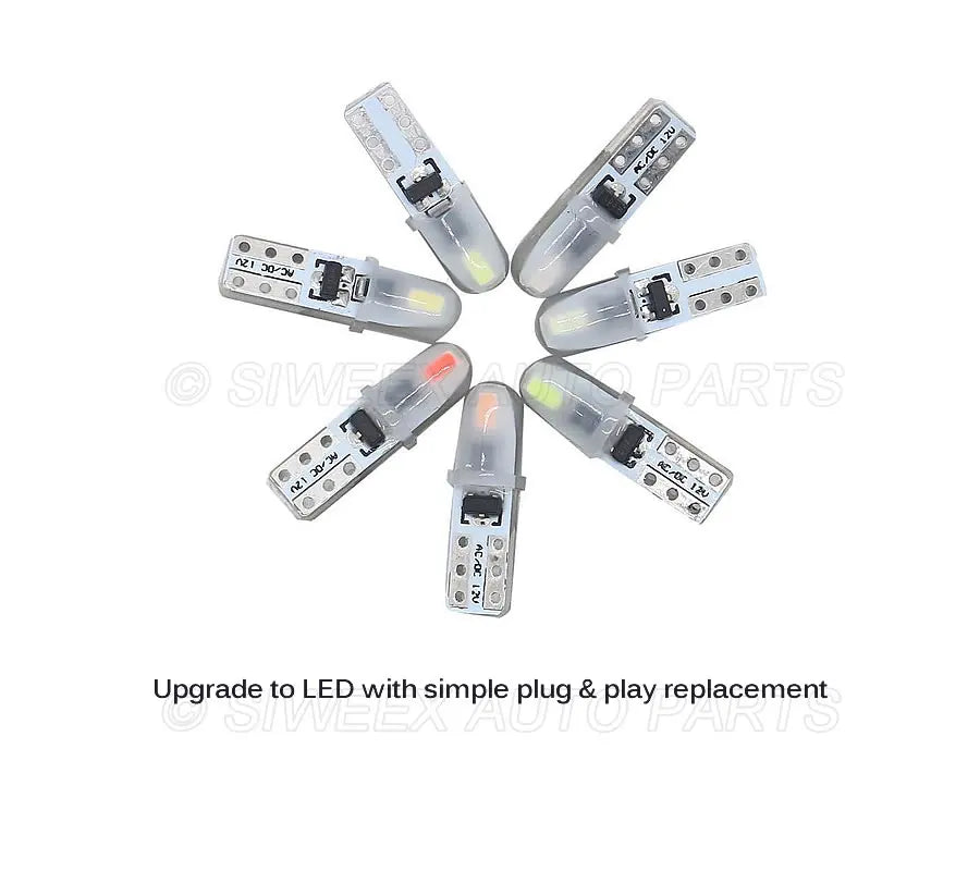 10 Pcs T5 Auto Car Dashboard Lights 2 3014 SMD Reading Instrument Panel Lamp No Polarity Led Bulb White 12V DC