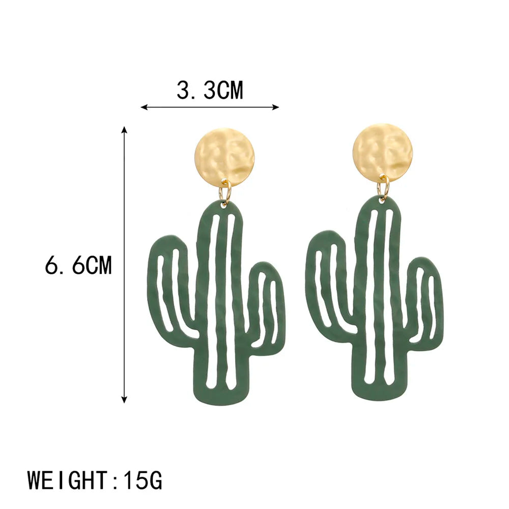 1 pair Cute Korean Cactus Pendant Earrings Women Long Dangle Statement Earrings Female Jewelry