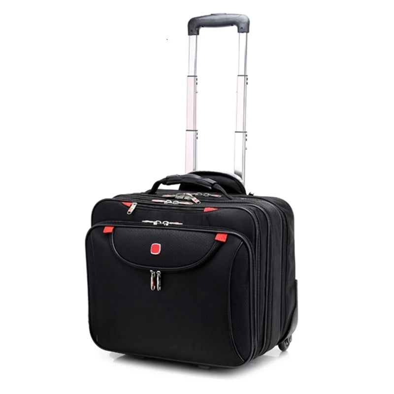 Swiss brand trolley suitcase on wheels 16 inch password computer bag Oxford business rolling luggage travel boarding suitcase