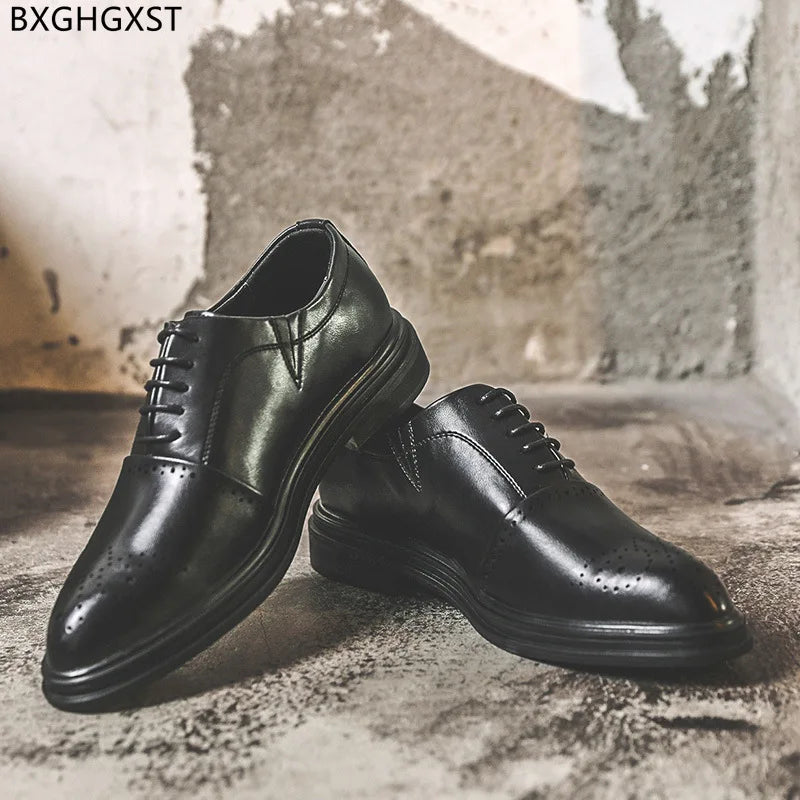 Oxford Dress Shoes Mens Fashion Luxury Brand Official Shoes for Men 2024 Black Leather Shoes Men Formal Chaussure Homme Zapatos