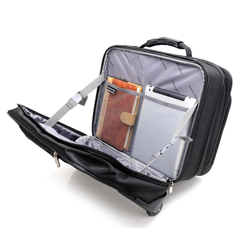 Swiss brand trolley suitcase on wheels 16 inch password computer bag Oxford business rolling luggage travel boarding suitcase