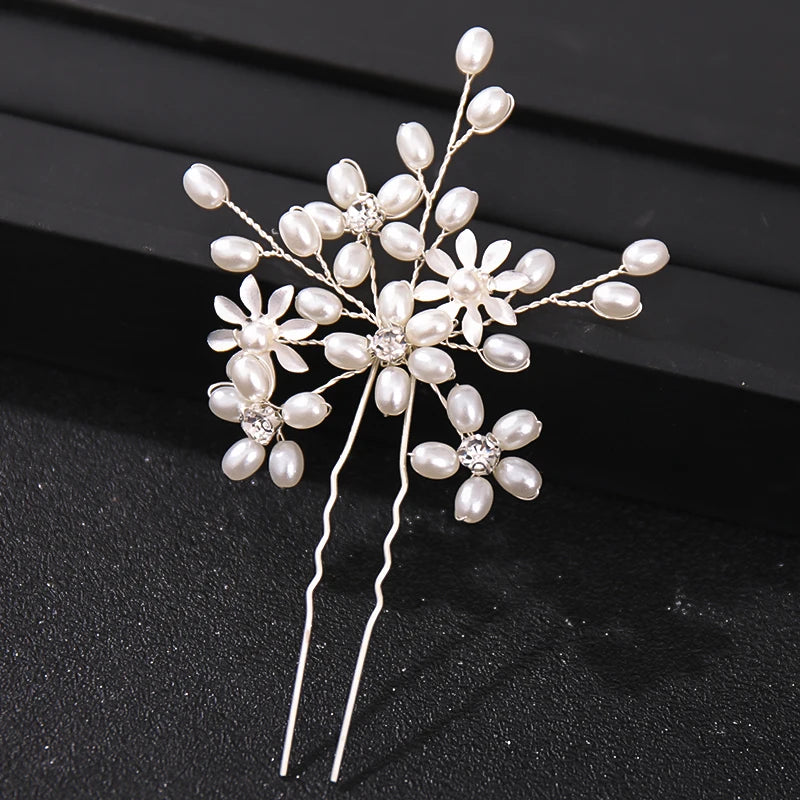 Fashion Crystal Pearl Rhinestone Hairpins Stick Hair Clip For Women Bridal Hair Accessories Party Wedding Hair Clips Jewelry