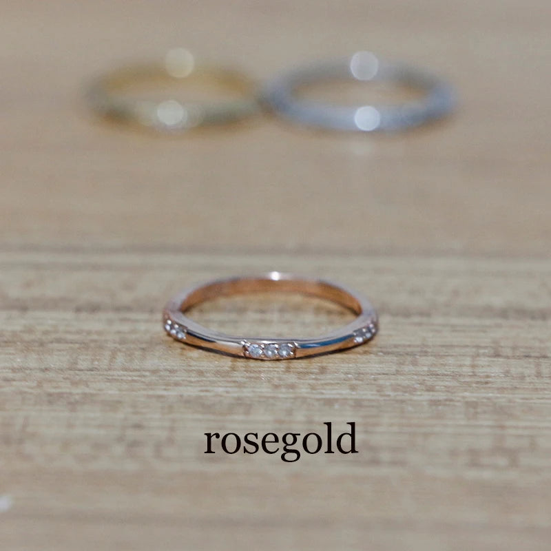 Simple Engagement Ring For Women Nine Shiny Crystal Golden Rosegold Minimalist Wedding Rings jewelry Size 5 - 10