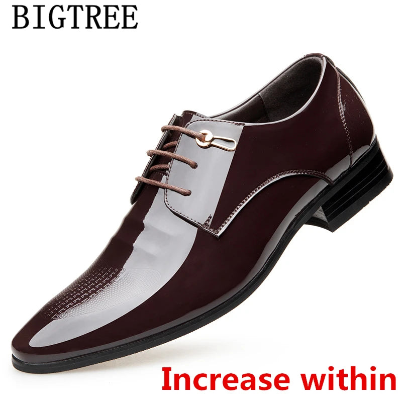 Patent Leather Wedding Shoes Men Formal Coiffeur Elevator Shoes For Men Italian Luxury Brand Men Official Shoes Chaussure Homme