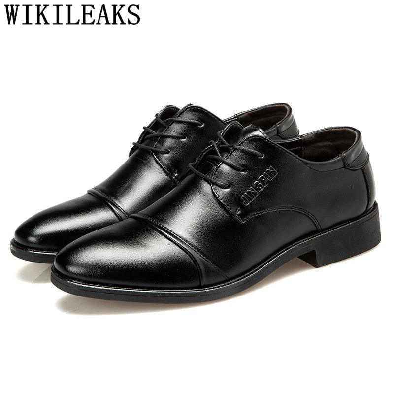 Formal Men Shoes Oxford Italian Mens Leather Shoes Brand Coiffeur Official Shoes Men Classic Big Size Brown Dress Buty Meskie