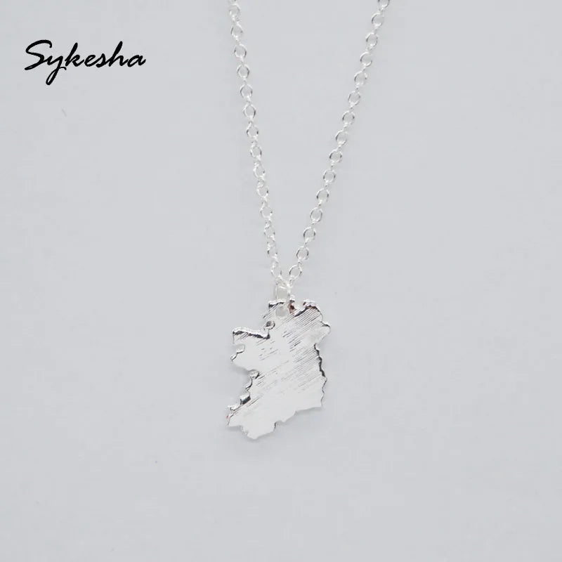 Fashion New Hot Selling Ireland Map States Pendant Necklace Ireland National Map Charm Necklace Patriot Jewelry