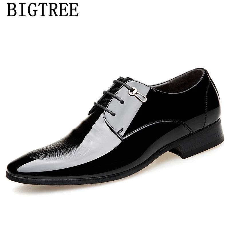 Patent Leather Wedding Shoes Men Formal Coiffeur Elevator Shoes For Men Italian Luxury Brand Men Official Shoes Chaussure Homme