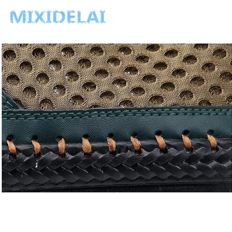 MIXIDELAI New Big Size 38-48 Summer Breathable Mesh Men Casual Shoes For Comfortable Handmade Men Lace-Up Loafers Male Shoes