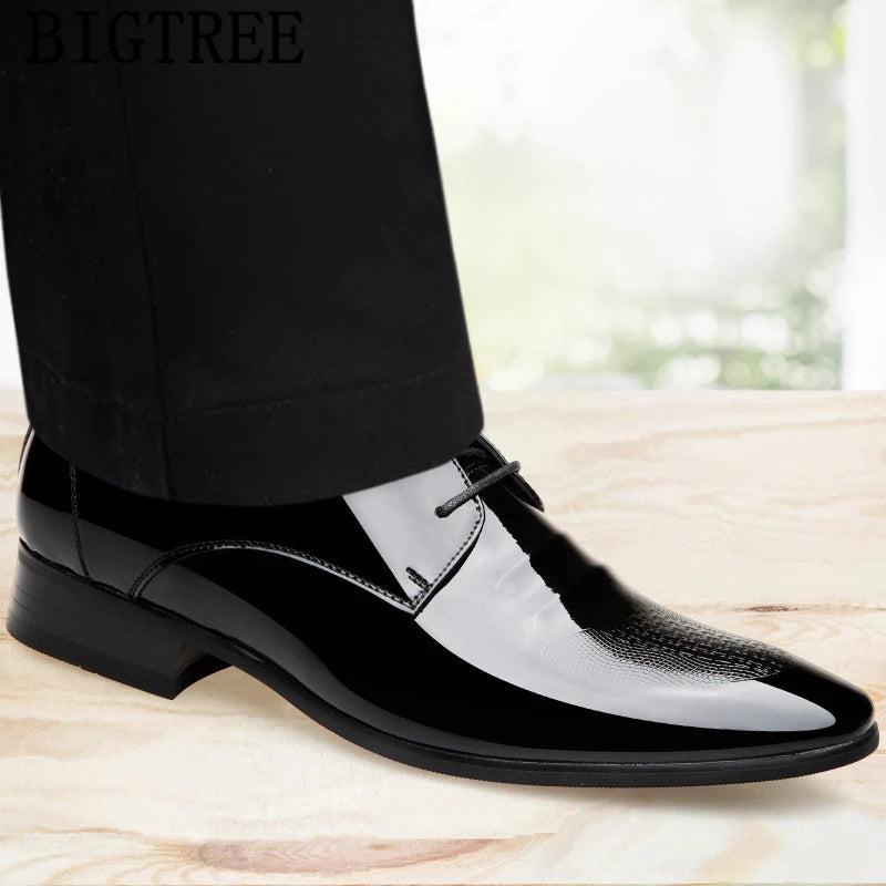 Patent Leather Wedding Shoes Men Formal Coiffeur Elevator Shoes For Men Italian Luxury Brand Men Official Shoes Chaussure Homme