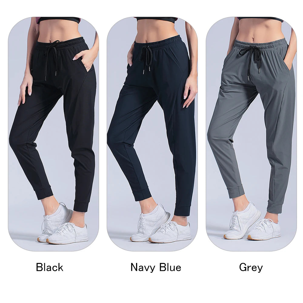 Female Sportswear Trousers Nylon Quick Dry Running Pants Causal Breathable Drawstring Pocket Yoga Joggers Women Sweatpants