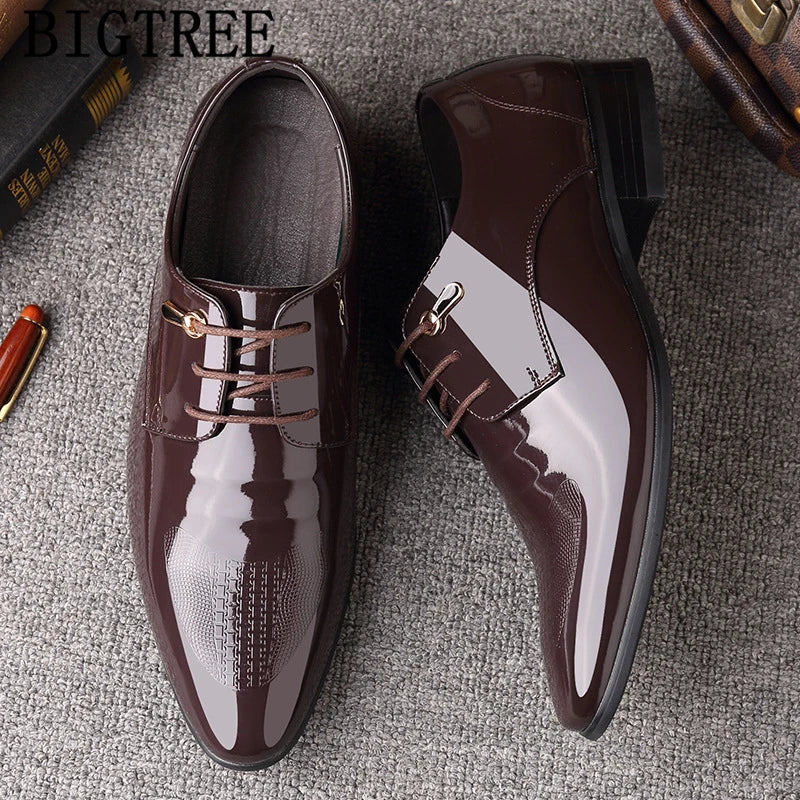 Patent Leather Wedding Shoes Men Formal Coiffeur Elevator Shoes For Men Italian Luxury Brand Men Official Shoes Chaussure Homme