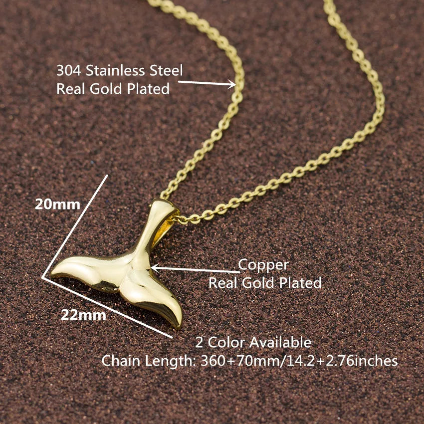 Fashion Ethnic Whale Tail Pendant Necklace for Women Lovely Mermaid Tail Choker Necklace Mermaid Long Chain Necklace Collier