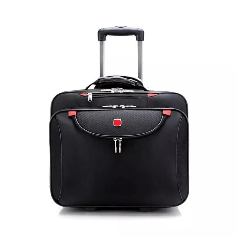 Swiss brand trolley suitcase on wheels 16 inch password computer bag Oxford business rolling luggage travel boarding suitcase