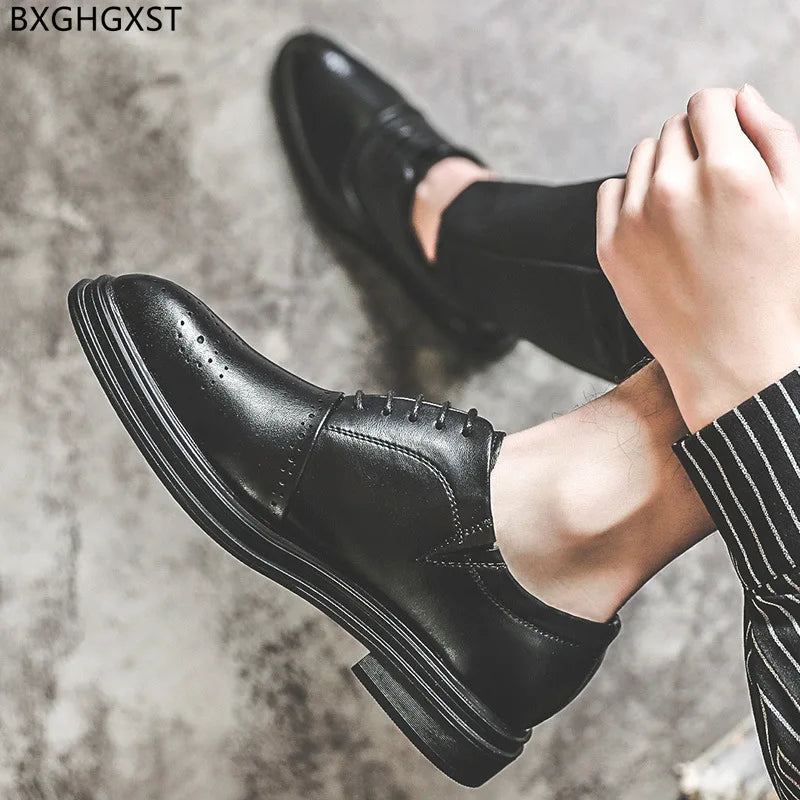 Oxford Dress Shoes Mens Fashion Luxury Brand Official Shoes for Men 2024 Black Leather Shoes Men Formal Chaussure Homme Zapatos