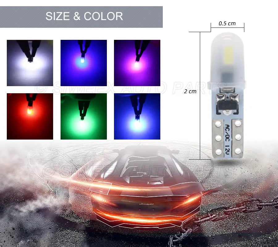 10 Pcs T5 Auto Car Dashboard Lights 2 3014 SMD Reading Instrument Panel Lamp No Polarity Led Bulb White 12V DC