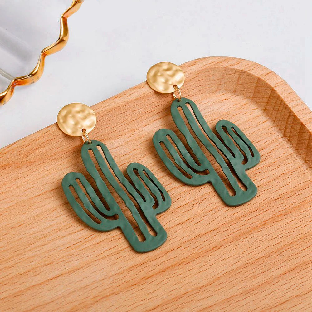 1 pair Cute Korean Cactus Pendant Earrings Women Long Dangle Statement Earrings Female Jewelry