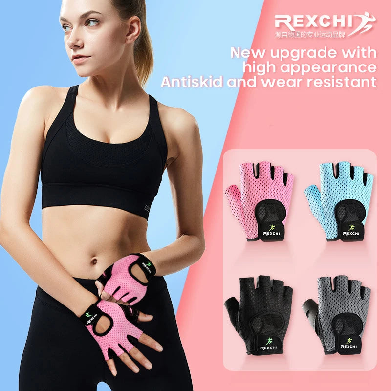 AUBTEC Cycling Gloves Fitness Gloves Gym Weightlifting Yoga Bodybuilding Training Thin Breathable Non-slip Half Finger Gloves