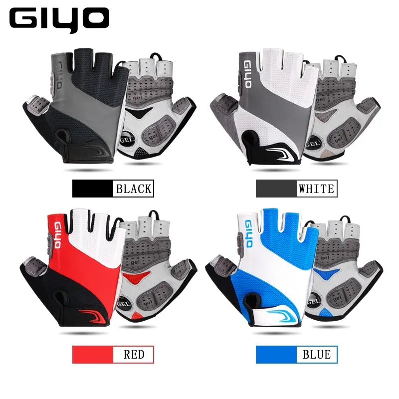 Giyo Breathable Lycra Fabric Unisex Cycling Gloves Road Bike Riding MTB DH Racing Outdoor Mittens Bicycle Half Finger Glove