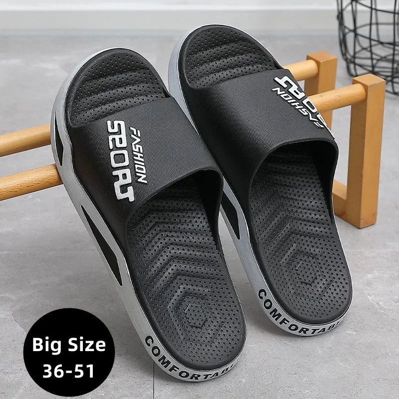 Big Size 36-51 Men Outside Slippers Summer Beach Sandals Thick Sole Non-slip Slides Fashion Slides Indoor Casual Bathroom Shoes