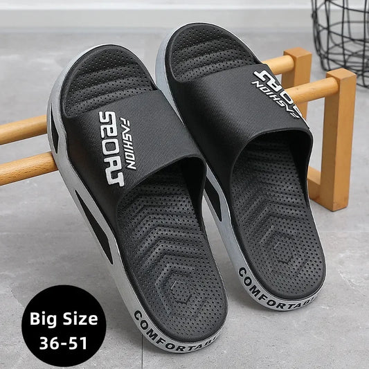 Big Size 36-51 Men Outside Slippers Summer Beach Sandals Thick Sole Non-slip Slides Fashion Slides Indoor Casual Bathroom Shoes