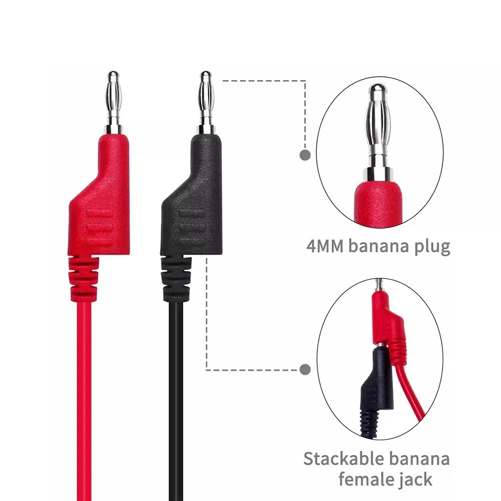 2PCS 4mm Banana Plug To Crocodile Clip Test Leads Cable For Power Supply Signal Detection Meter Electrical Equipment