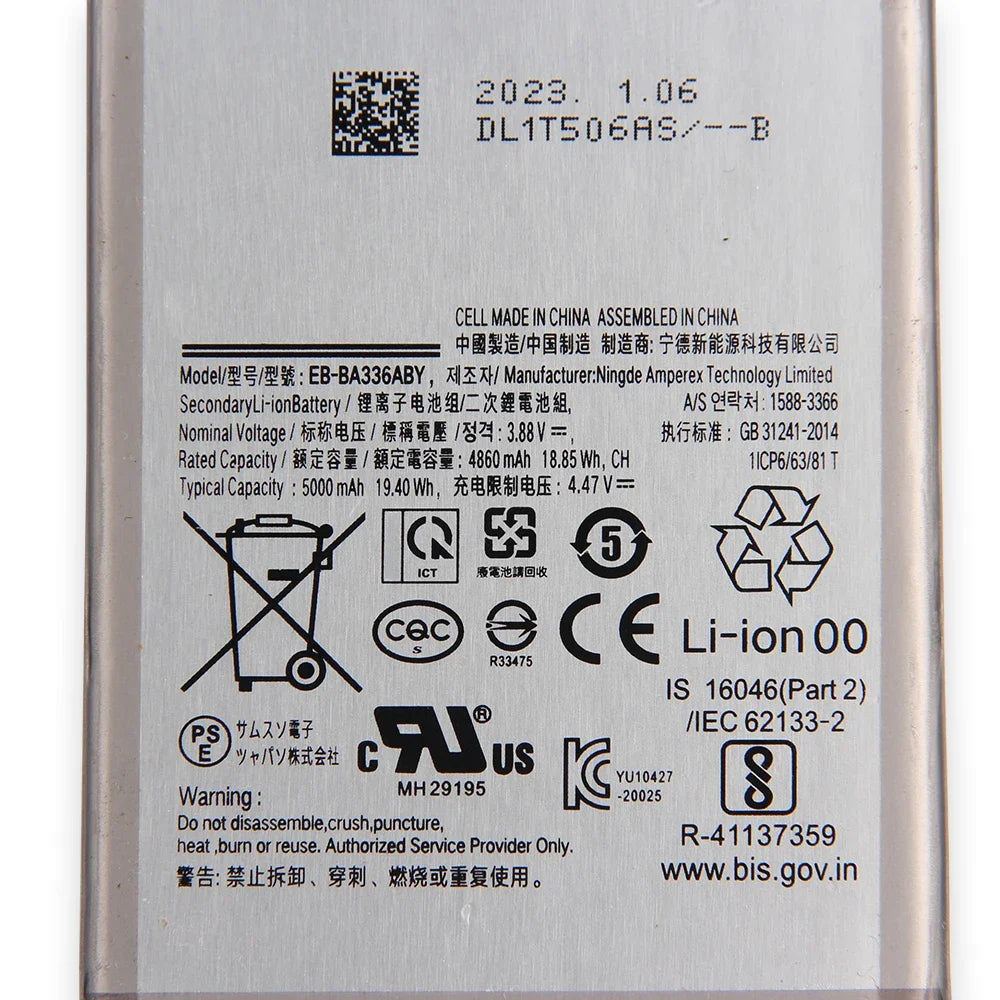 Replacement Battery EB-BA336ABY For Samsung Galaxy A33 A53 5G SM-A5360 A5360 Rechargered Phone Battery 4860mAh