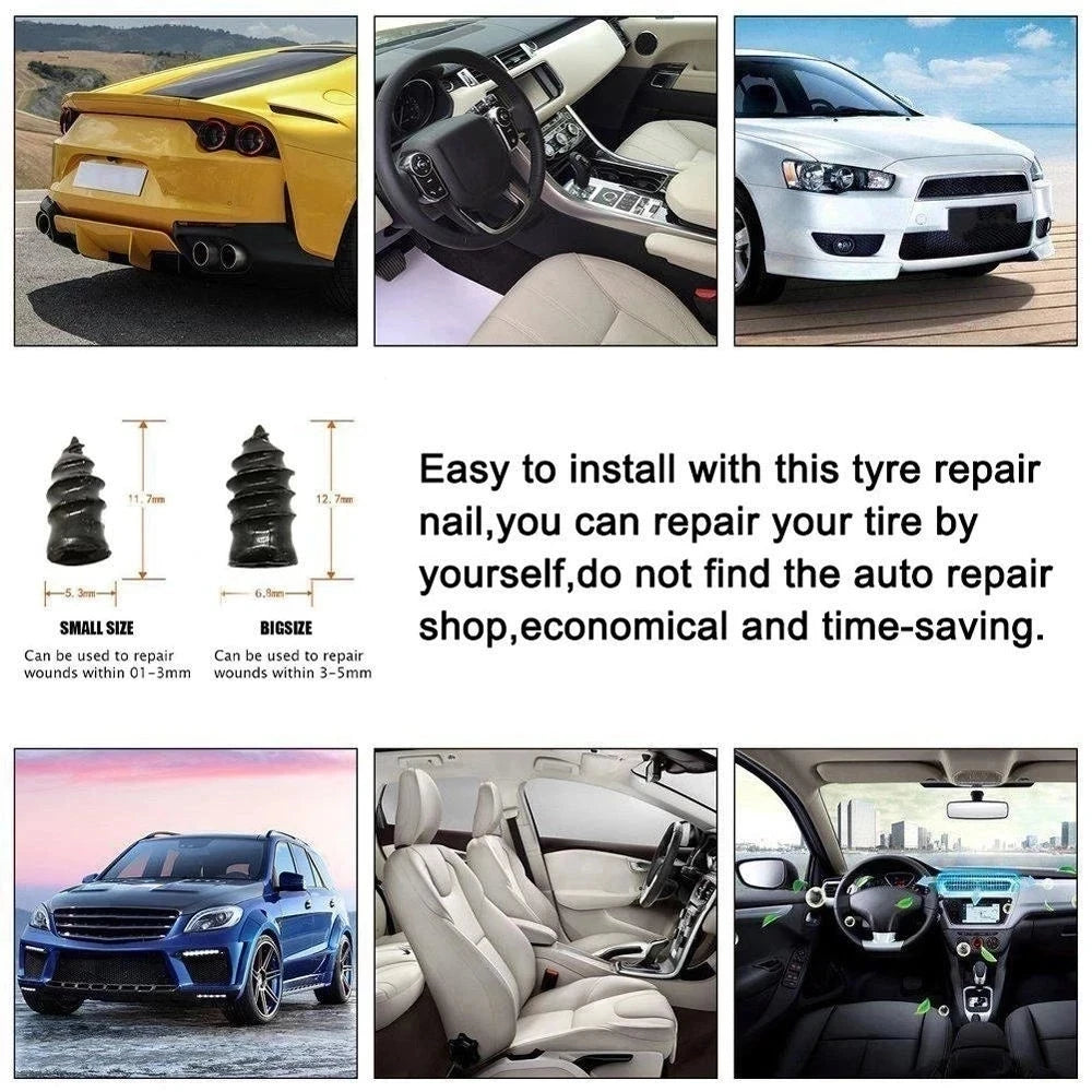 Vacuum Car Tyre Repair Rubber Nail Set Tire Screws Tubeless Repair Tools Kit for Motorcycle Truck