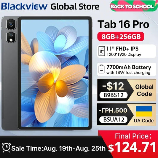 【World Premiere】2024 Blackview Tab 16 Pro Tablet  8GB+256GB 11'' FHD+ Display Android 14 Widevine L1 7700 mAh Battery Pad