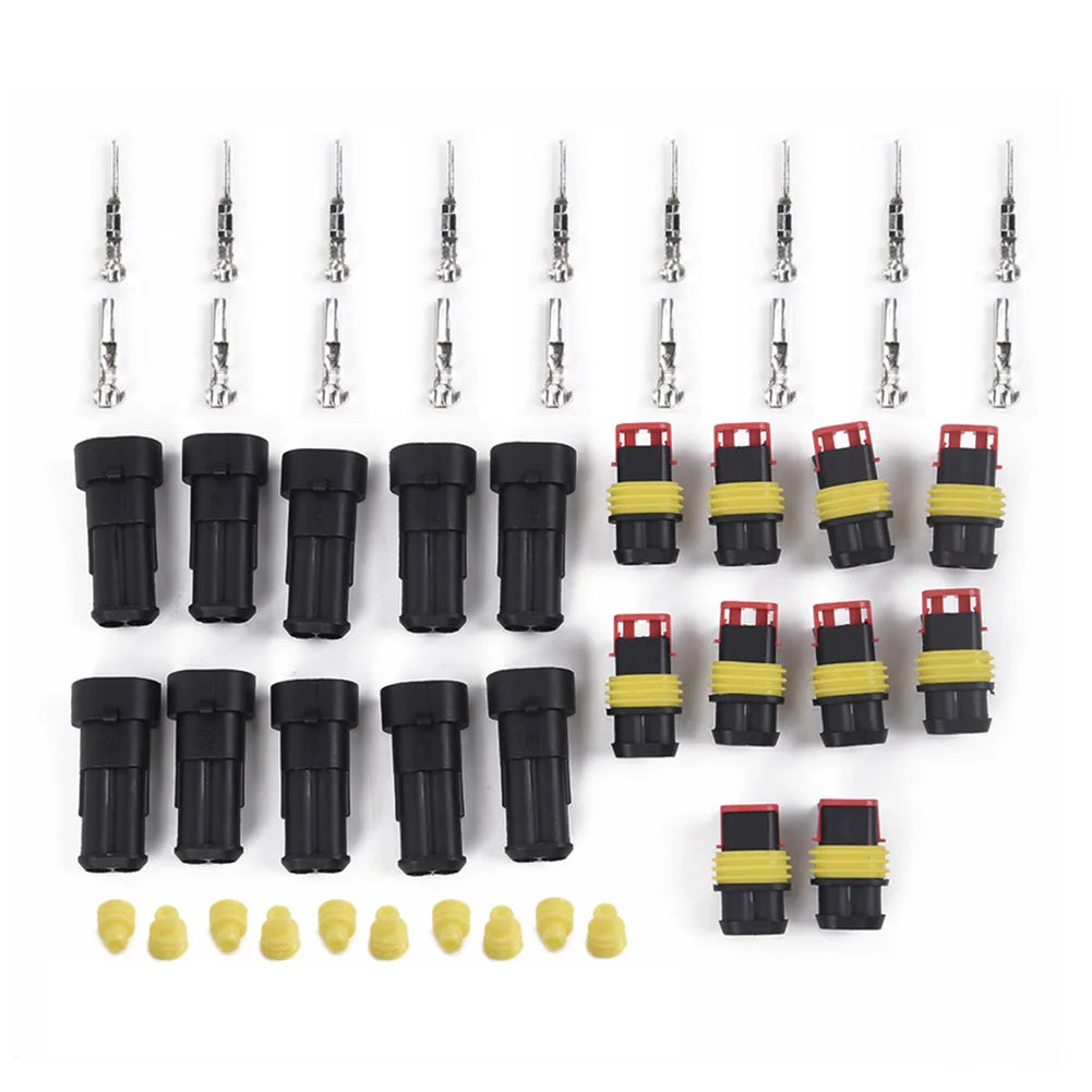 10Sets Car 2Pin Way Sealed Waterproof Electrical Wire Harness Connector Plug Electrical Equipment Supplies Accessories