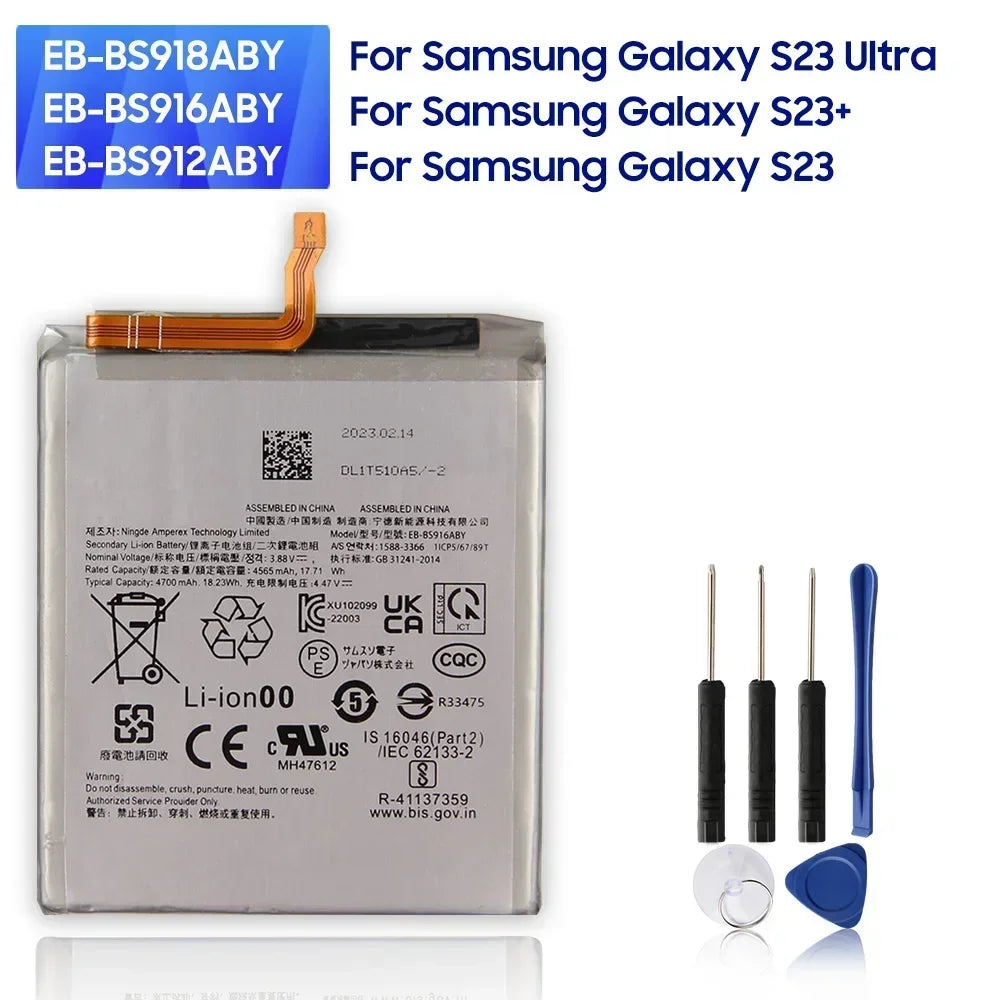 New Replacement Battery EB-BS918ABY EB-BS916ABY EB-BS912ABY For Samsung Galaxy S23 Ultra SM-S918B S23+ S23 Plus SM-S916B S23