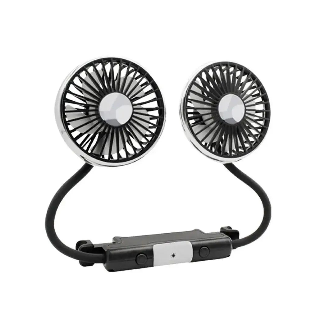 360 Degree Rotatable Car Cooler Fan Dual Head Car Rear Seat Auto Cooling Fan Low Noise Cooling Fans Car Electrical Appliances