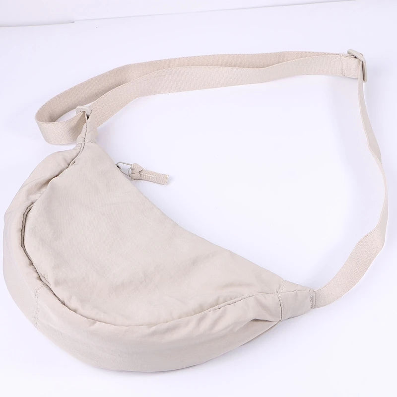 Women Half Moon Shape Crossbody Chest Bag Casual Nylon Shoulder Bag Female Large Capacity Tote Solid Lady Travel Shopper Handbag