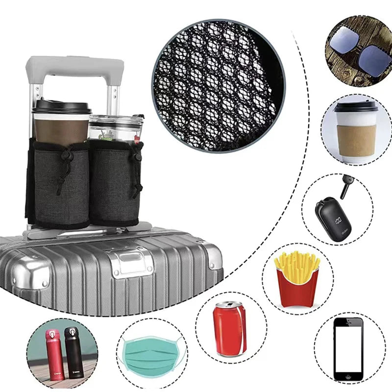 Luggage Travel Cup Holder Durable Free Hand Travel Luggage Drink Bottle Bag Travel Cup Storage Bag Fits All Suitcase Handles