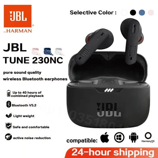 Original JBL Tune 230nc TWS Wireless Bluetooth Headset Stereo Bass Waterproof Sports Earphone with Microphone Headphone T230nc