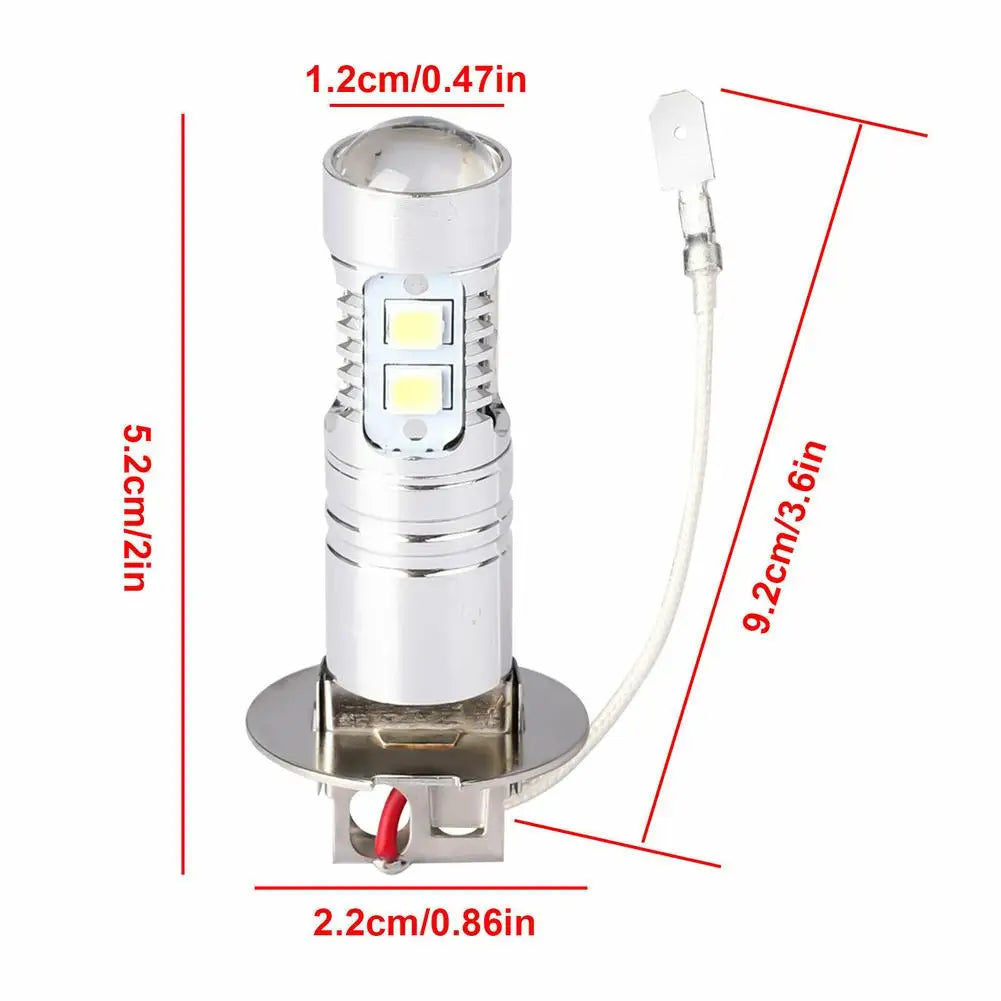 2 Pcs Car H3 Led Fog Light Bulb Conversion Kit Dc 12v-24v 100w 360 Degrees Super Bright Canbus 6000k White Car Accessories Drop