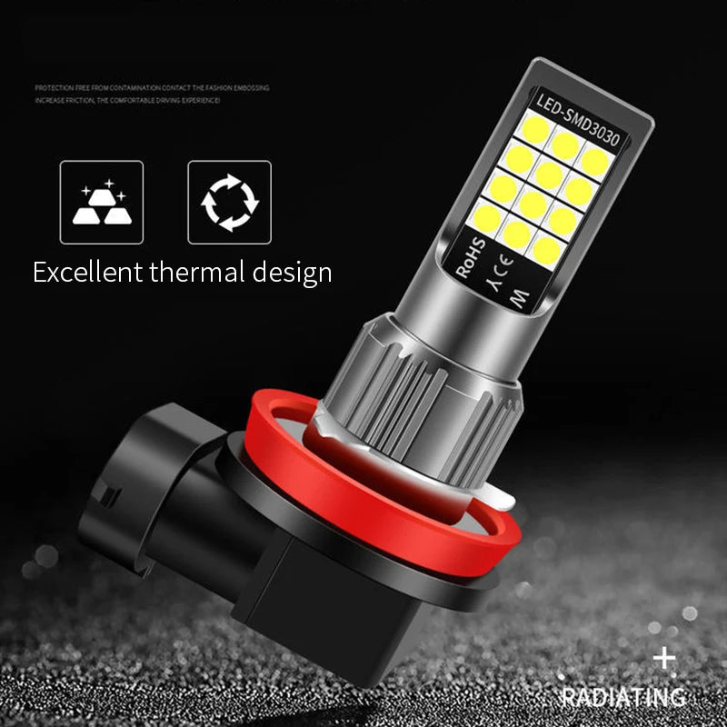 2pcs Strobe H7 H11 Led Fog Light 12V Car Headlight Bulb H8 H9 9006 9005 HB3 HB4 H16 Original Socket Warnning Driving Lights