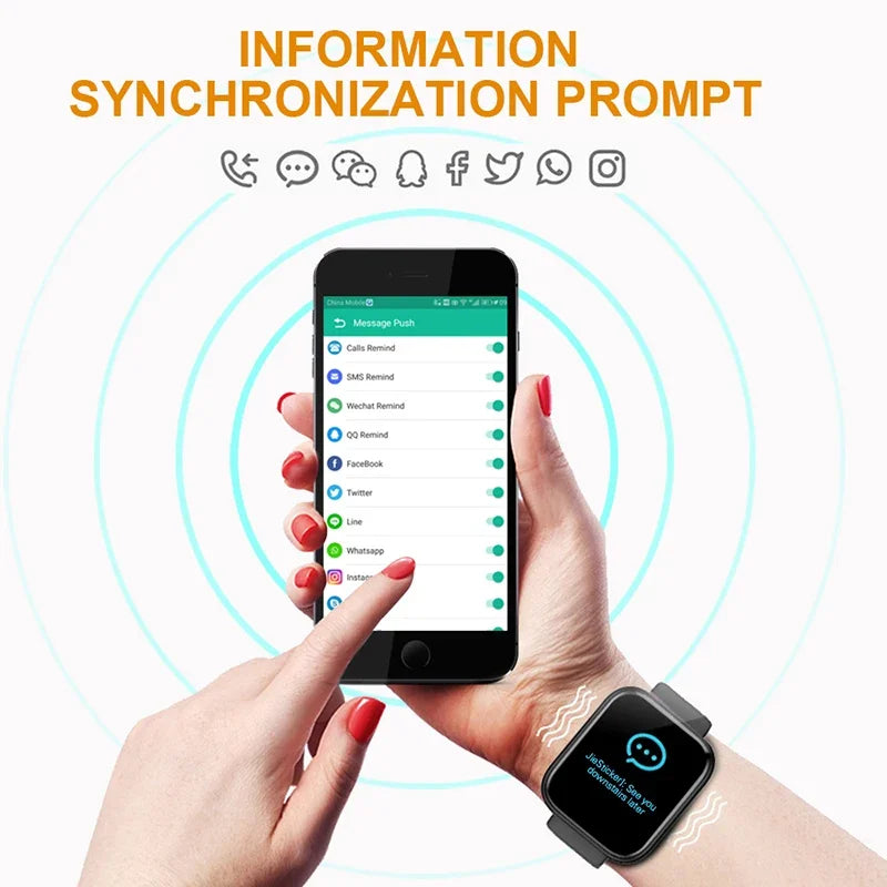 Multifunctional Smart Watch Men Women Bluetooth Connected Phone Music Fitness Sports Bracelet Sleep Monitor Y68 Smartwatch D20