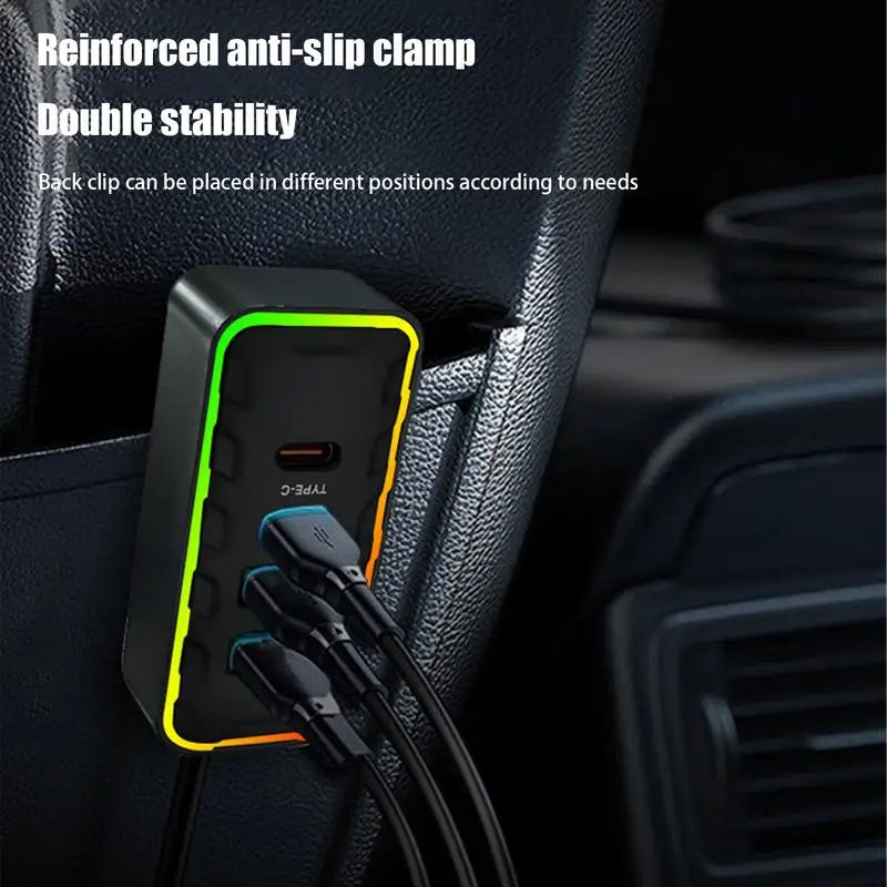 One To Seven Car Charger 12V To 24V Multiple USB Port Cars Adapter Stylish Auto Adapter With LED Light Car Electrical Appliances