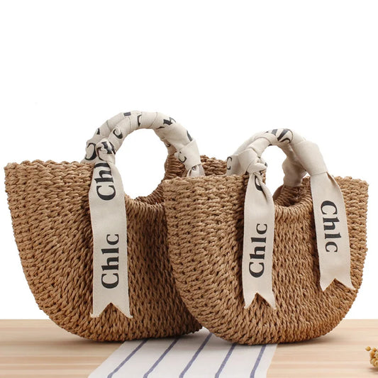 Women Summer Woven Beach Top-Handle Handbag Large Vacation Travel Straw Crossbody Bags Handmade Lady Small Elegant Tote Clutch