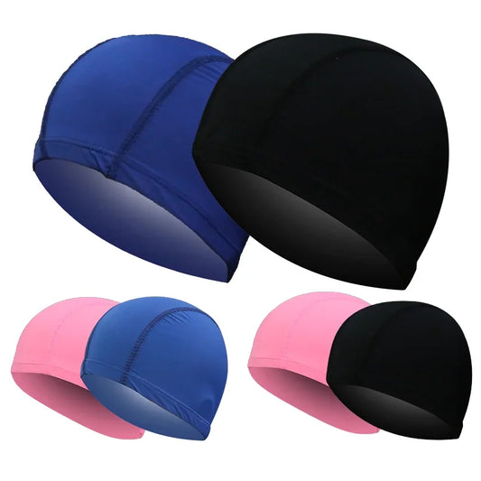 Free Size Swimming Caps For Men Women Elastic Nylon Ear Protection Long Hair Swimming Pool Hat Ultrathin Bathing Caps