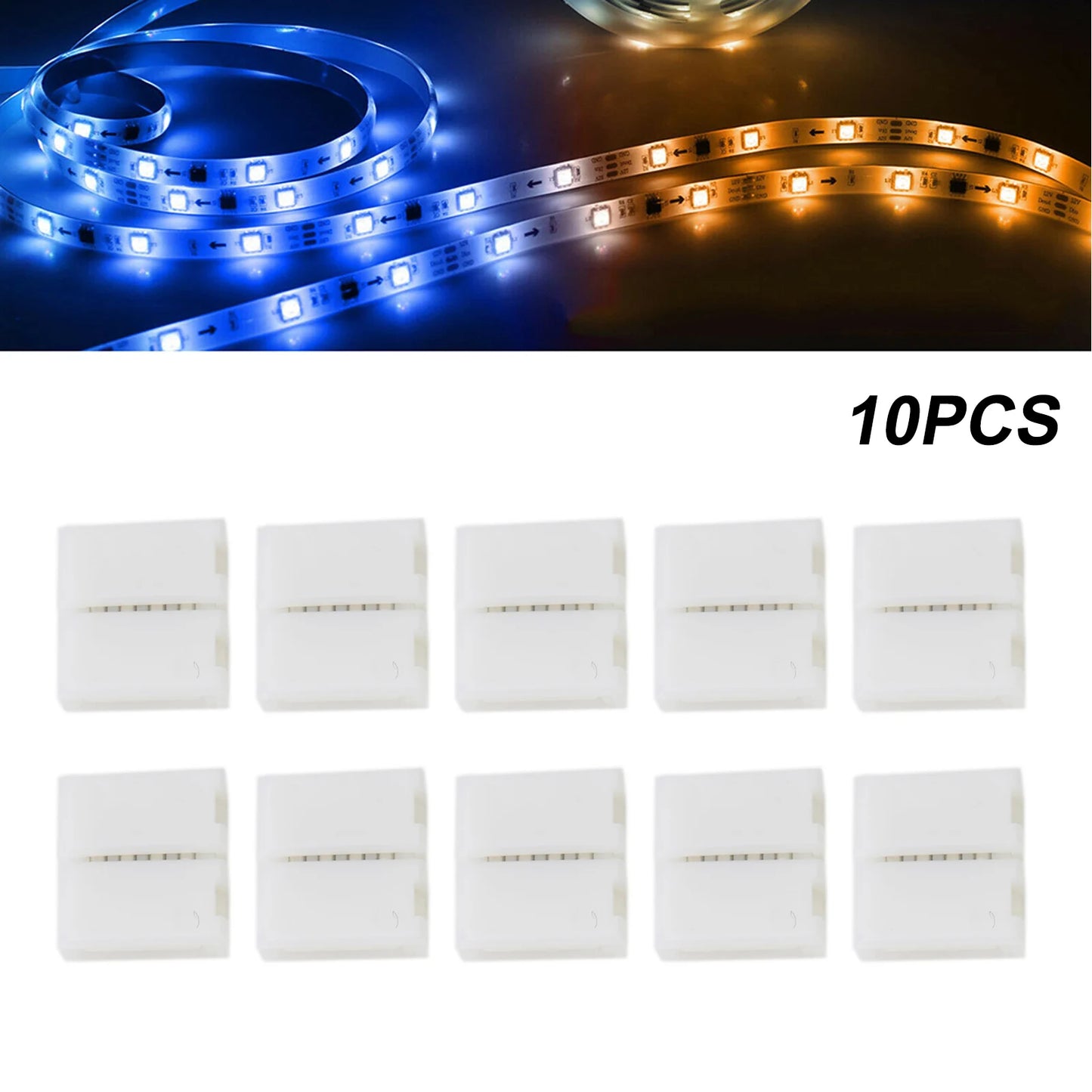 LED Strip Solderless Connector For 5050/3528 RGB Strip 10 PCS 4-Pin 10mm Electrical Equipment Supplies Accessories