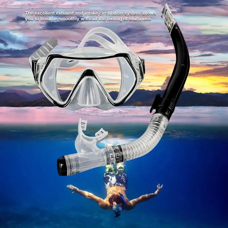 Scuba Diving Masks Snorkeling Set Adult Anti-Fog Anti-Leak Dry Snorkel Set Goggles Glasses Swimming Pool Equipment 3 Colors