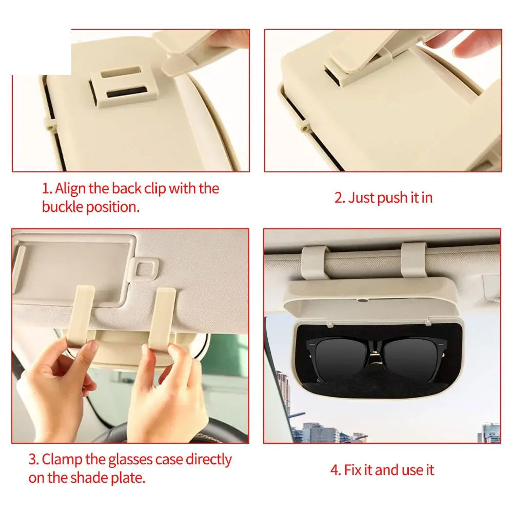 Universal Car Visor Sunglasses Case 4Colors Auto Interior Accessories Glasses Holder Car Glasses Case with a flexible buckle