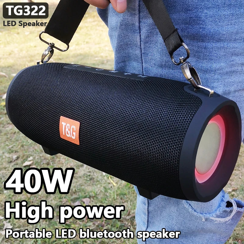 40W High Power LED caixa de som Bluetooth Speaker Waterproof Portable Column For Computer Speakers Subwoofer Music Center TG322